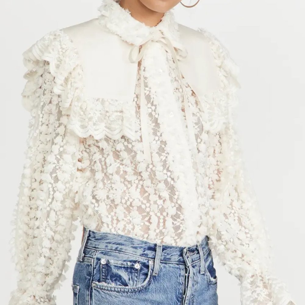 ROKH Embroidery Lace Blouse